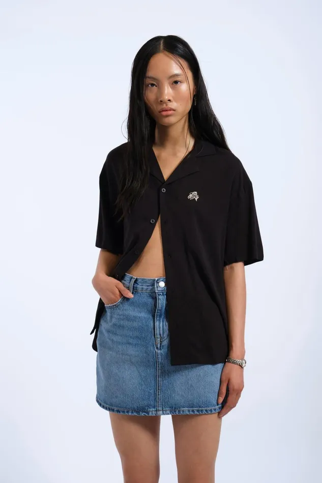 Dr Denim Shirts Women Madi Shirt 8211 Black YLW Embroidery Black Ylw Embroidery
