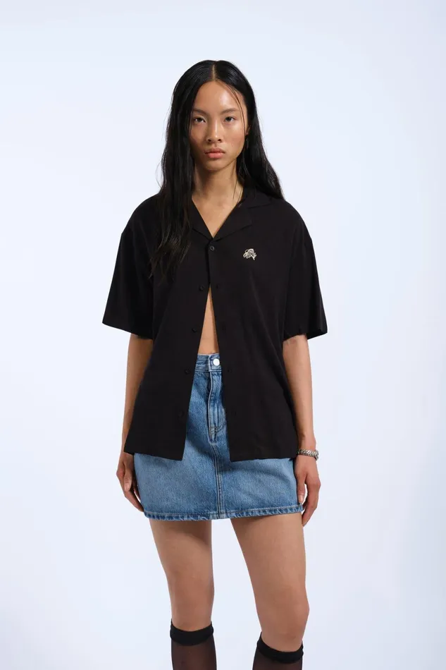 Dr Denim Shirts Women Madi Shirt 8211 Black YLW Embroidery Black Ylw Embroidery