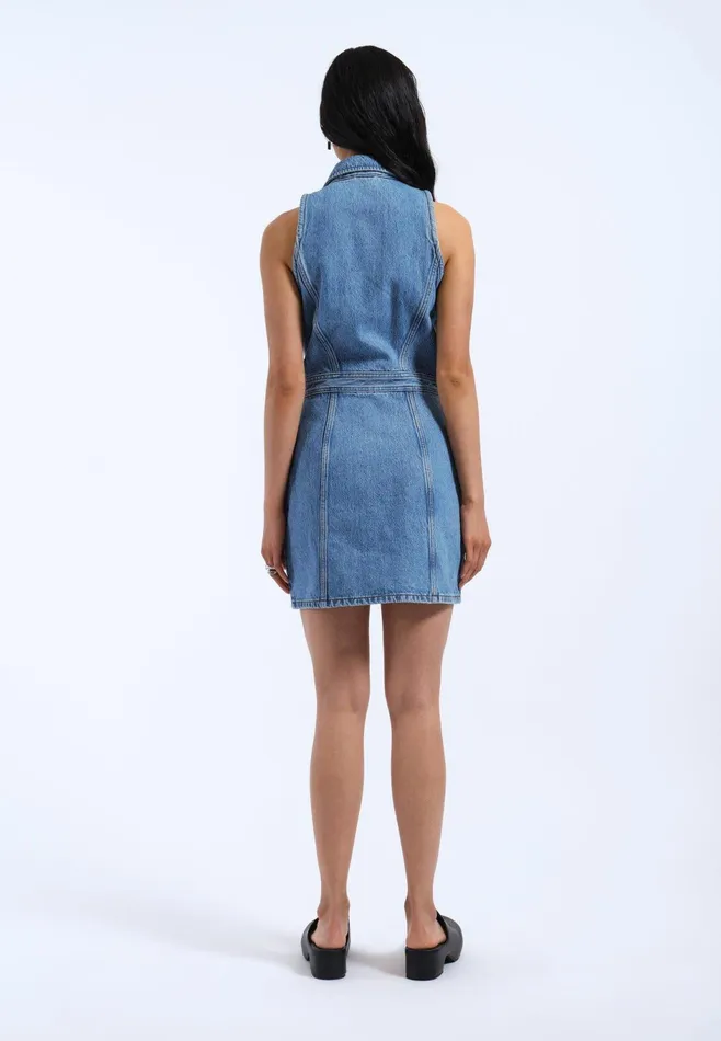 Dr Denim Skirts and Dresses Women Kinsley Dress 8211 Stream Sky Retro Stream Sky Retro
