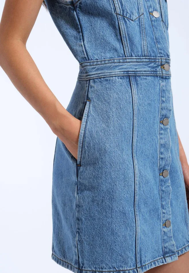 Dr Denim Skirts and Dresses Women Kinsley Dress 8211 Stream Sky Retro Stream Sky Retro