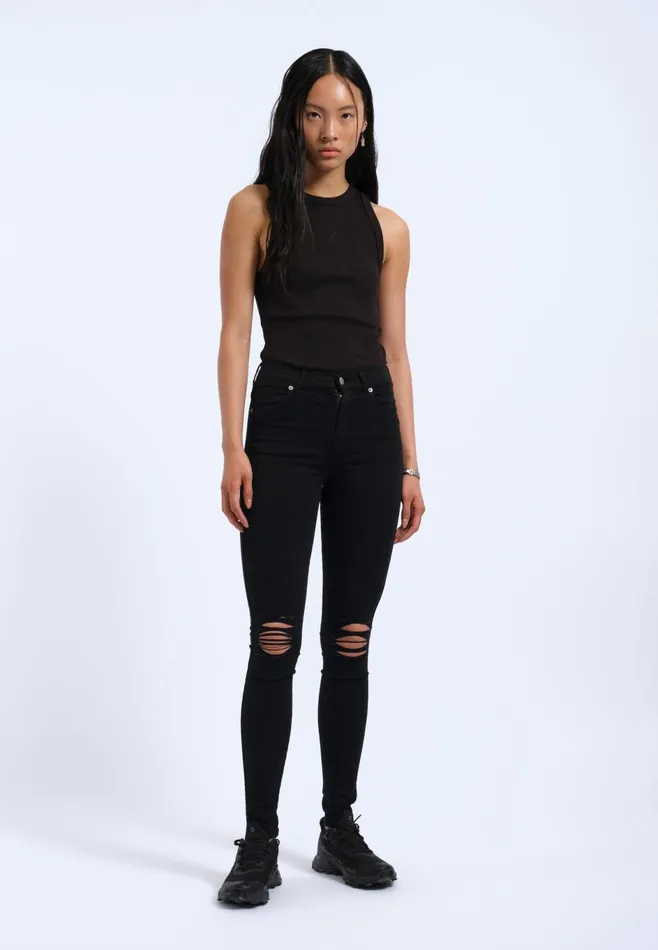 Dr Denim Super Skinny Women Lexy 8211 Black Ripped Knees Black Ripped Knees