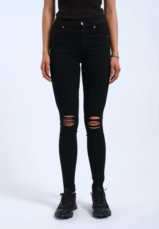 Dr Denim Super Skinny Women Lexy 8211 Black Ripped Knees Black Ripped Knees