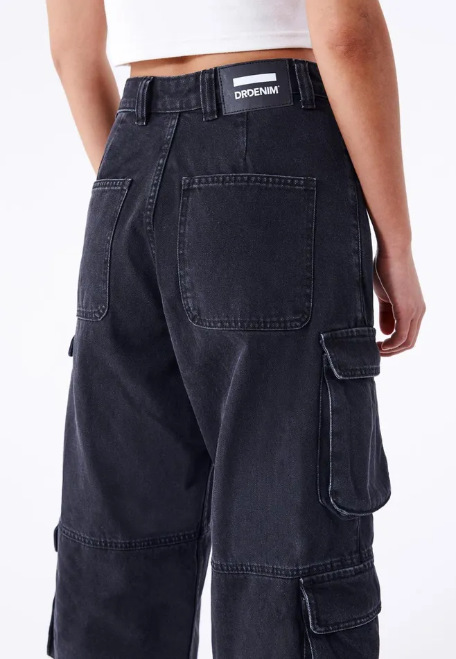 Dr Denim Wide Women Donna Multi Cargo 8211 Black Used Black Used