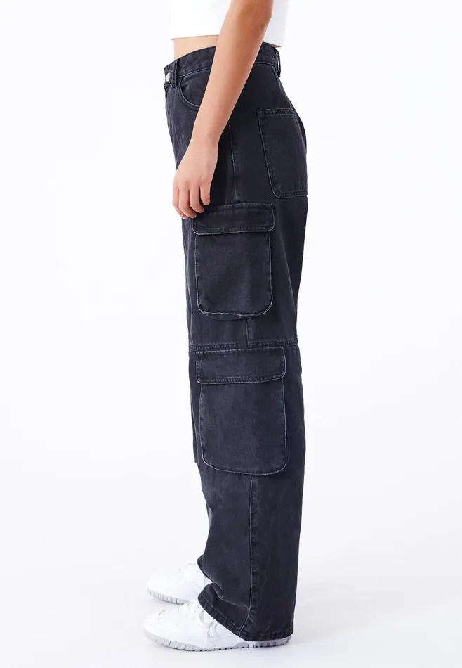 Dr Denim Wide Women Donna Multi Cargo 8211 Black Used Black Used
