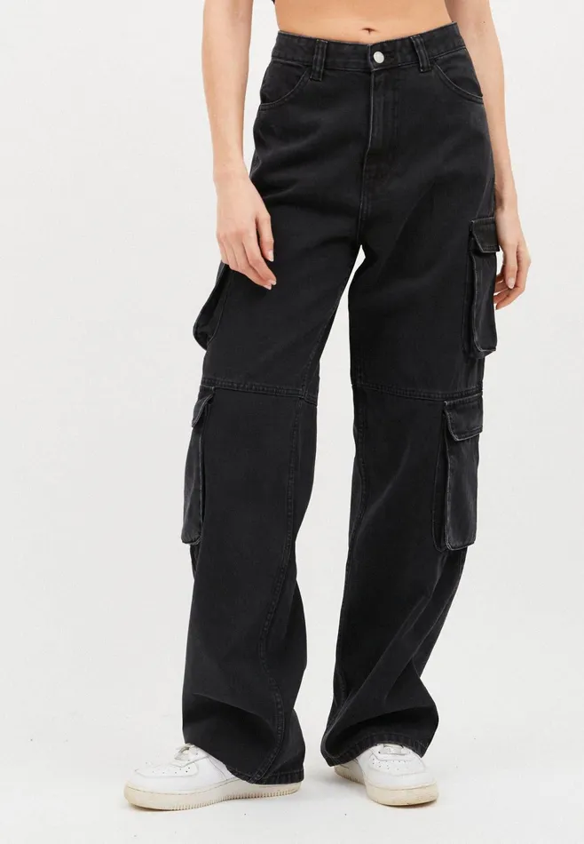 Dr Denim Wide Women Donna Multi Cargo 8211 Black Used Black Used