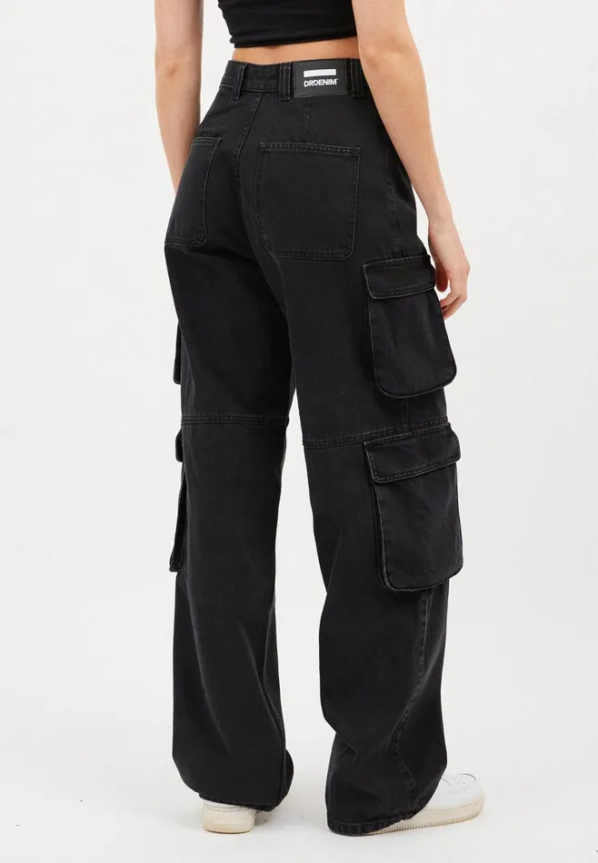 Dr Denim Wide Women Donna Multi Cargo 8211 Black Used Black Used