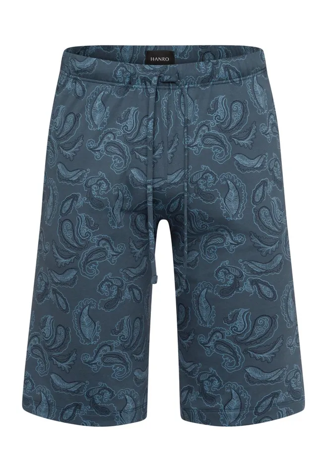 Drawstring Cotton Shorts Aqua Paisley Men HANRO Bottoms