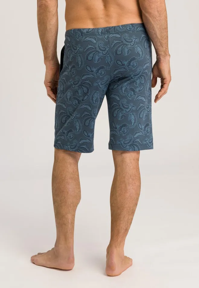 Drawstring Cotton Shorts Aqua Paisley Men HANRO Bottoms