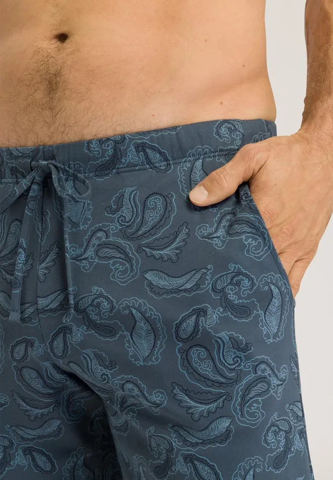 Drawstring Cotton Shorts Aqua Paisley Men HANRO Bottoms