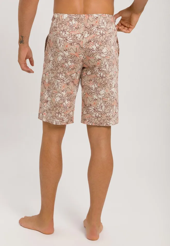 Drawstring Cotton Shorts Floral Outlines Men HANRO Pajama Bottoms