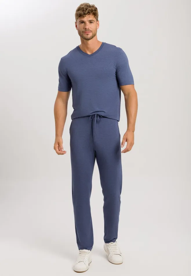 Drawstring Pants Slate Blue Melange Men HANRO Pajama Bottoms