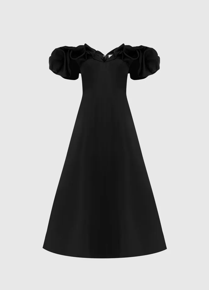 Dresses and Jumpsuits Annie Off Shoulder Frill Midi Dress 8211 Ebony 8211 LEO LIN Women Dresses and Jumpsuits Annie Off Shoulder Frill Midi Dress 8211 Ebony 8211 LEO LIN Women