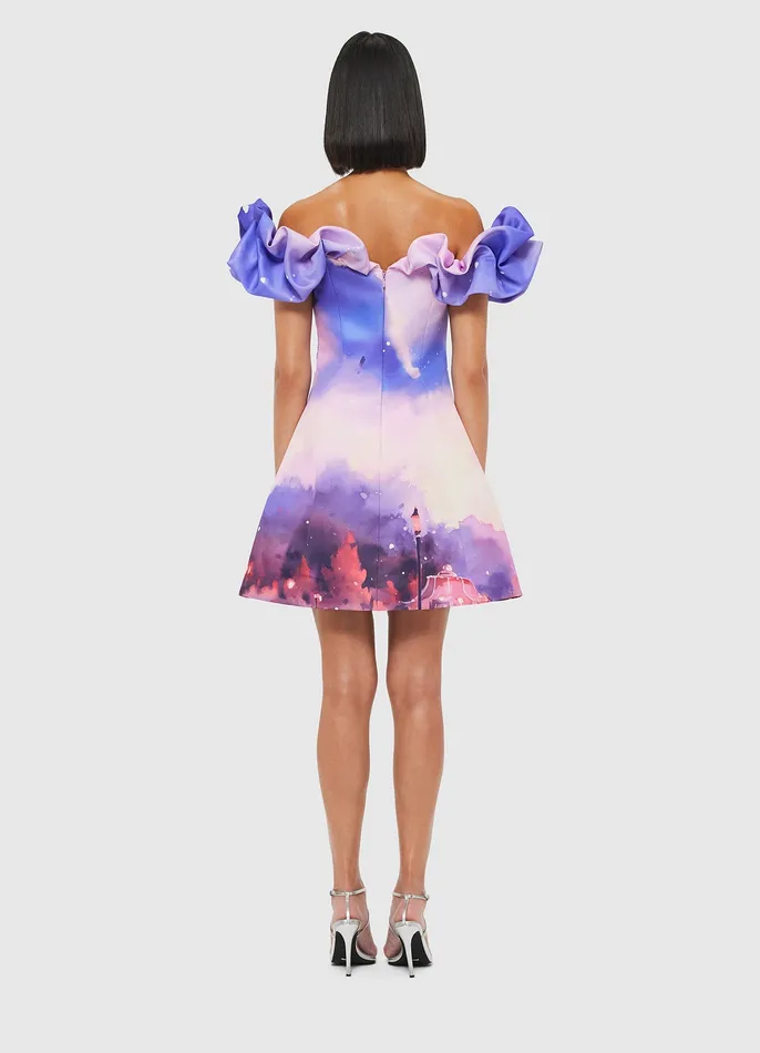 Dresses and Jumpsuits Women LEO LIN Bella Off Shoulder Frill Mini Dress 8211 Fairground Print