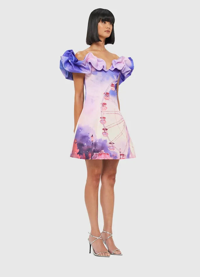 Dresses and Jumpsuits Women LEO LIN Bella Off Shoulder Frill Mini Dress 8211 Fairground Print
