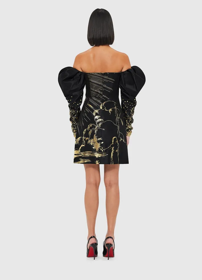 Dresses and Jumpsuits Women LEO LIN Gillian Off Shoulder Bustier Mini Dress 8211 Moonlight Print