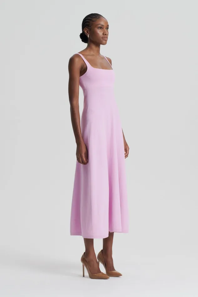 Dresses CREPE KNIT SQUARE NECK DRESS MAUVE Scanlan Theodore Women Dresses CREPE KNIT SQUARE NECK DRESS MAUVE Scanlan Theodore Women
