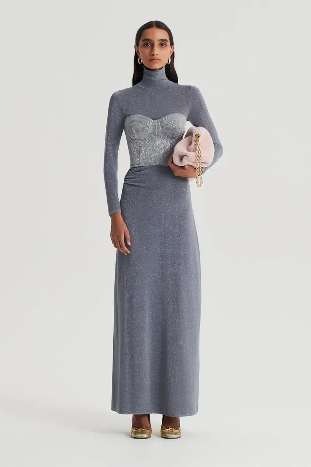 Dresses Scanlan Theodore Women SPARKLE GATHER DRESS SILVER