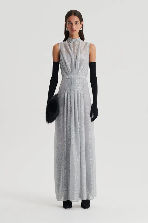 Dresses Scanlan Theodore Women TINSEL GOWN SILVER