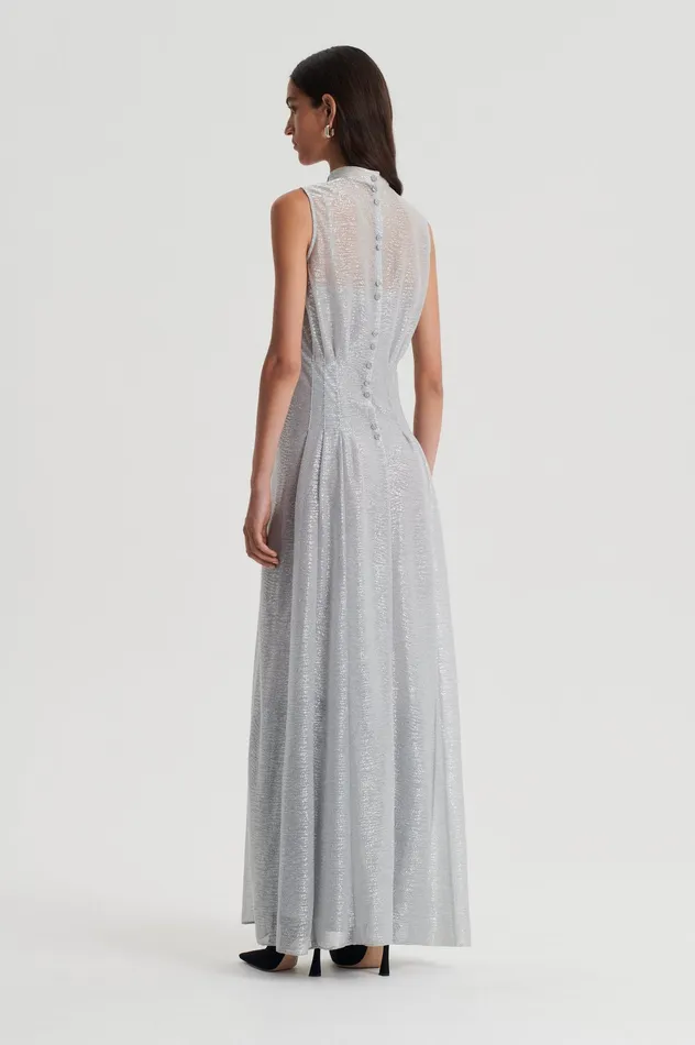 Dresses Scanlan Theodore Women TINSEL GOWN SILVER Dresses Scanlan Theodore Women TINSEL GOWN SILVER