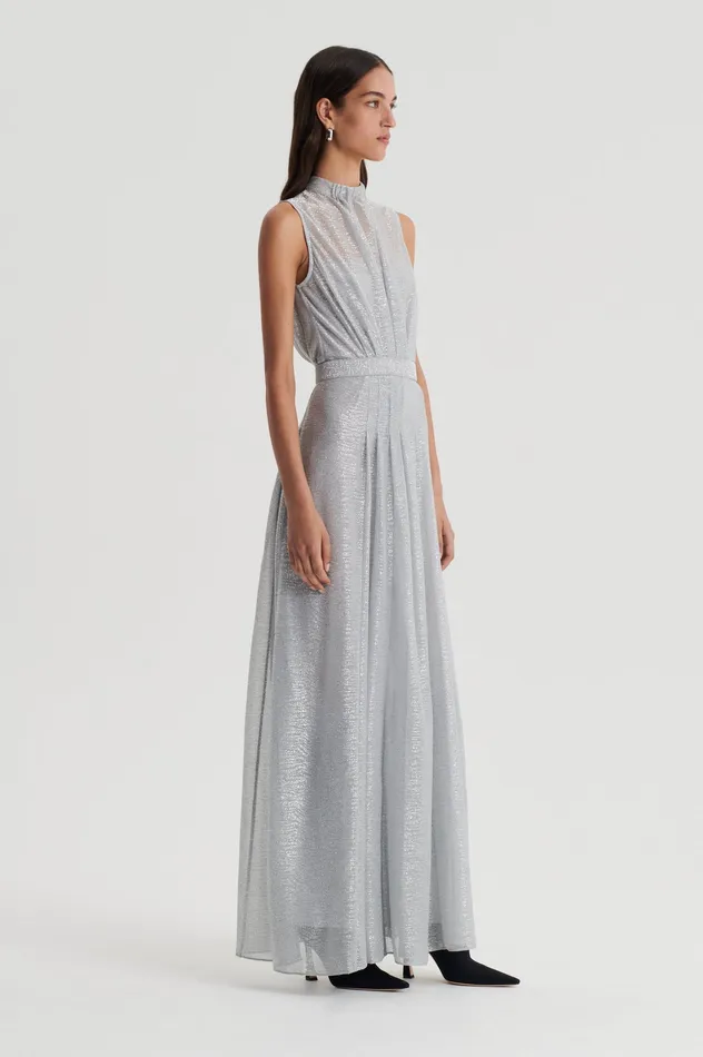 Dresses Scanlan Theodore Women TINSEL GOWN SILVER Dresses Scanlan Theodore Women TINSEL GOWN SILVER