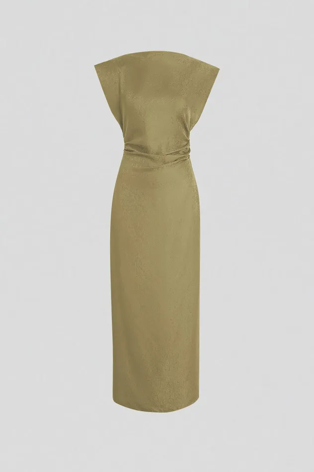 Dresses SILK JACQUARD DRESS OLIVE Scanlan Theodore Women Dresses SILK JACQUARD DRESS OLIVE Scanlan Theodore Women
