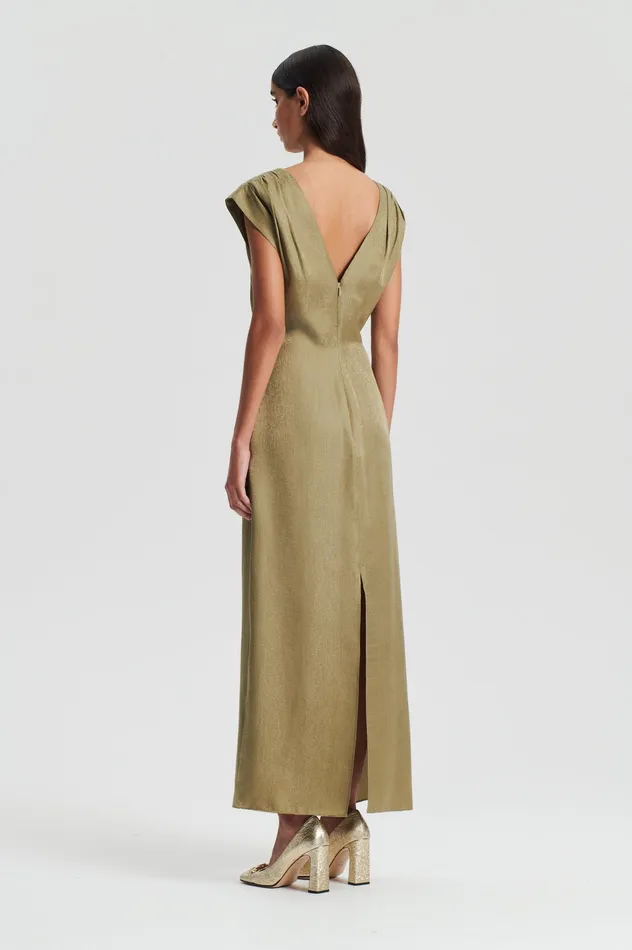 Dresses SILK JACQUARD DRESS OLIVE Scanlan Theodore Women Dresses SILK JACQUARD DRESS OLIVE Scanlan Theodore Women