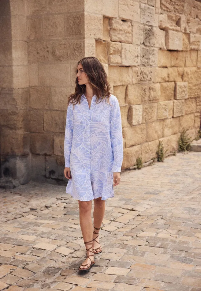 Dresses Women FYNCHHATTON Patterned Midi Dress With A Kent Collar Light Bluesummer Red