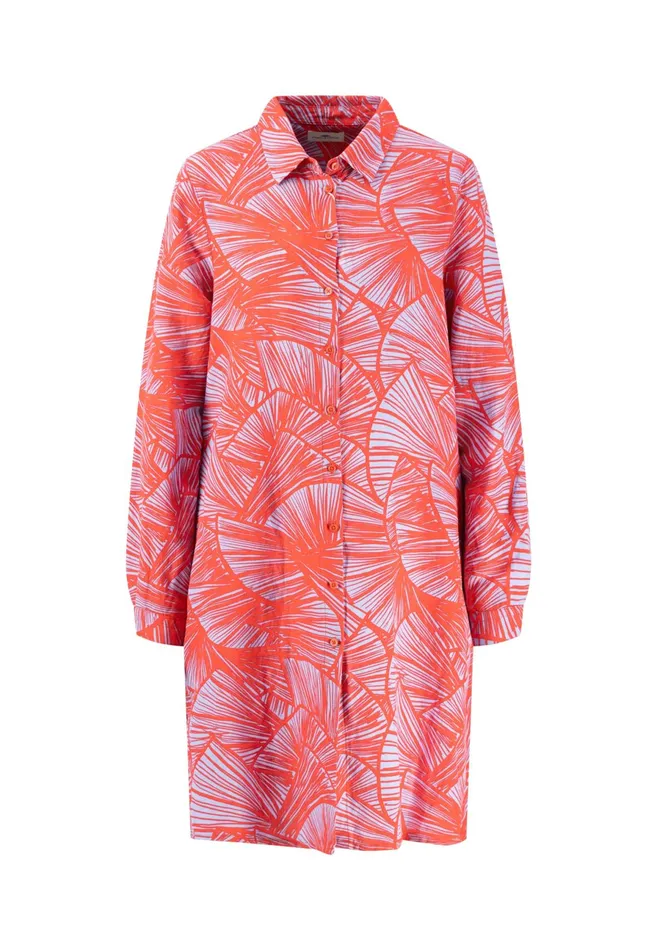 Dresses Women FYNCHHATTON Patterned Midi Dress With A Kent Collar Light Bluesummer Red
