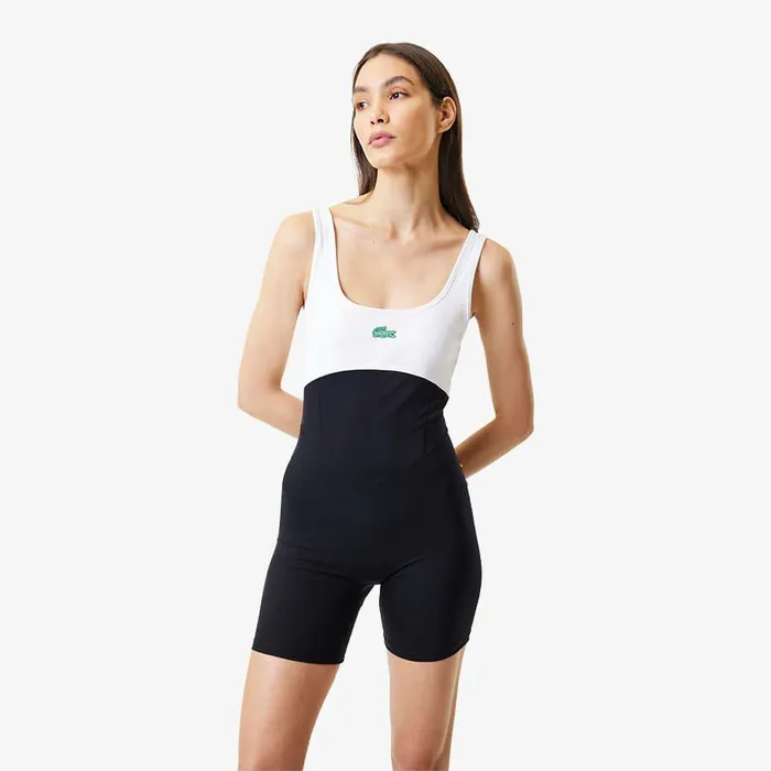Dresses Women Lacoste Women039s Lacoste X Bandier All Motion Coloblock 6034 Bodysuit Black 031