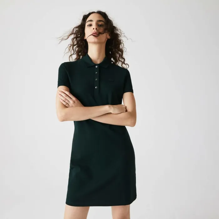 Dresses Women Lacoste Women039s Slim Fit Stretch Cotton Piqu Polo Dress Forest Green Yzp