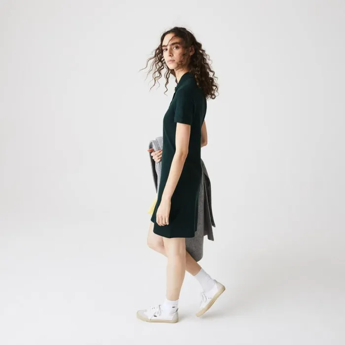 Dresses Women Lacoste Women039s Slim Fit Stretch Cotton Piqu Polo Dress Forest Green Yzp