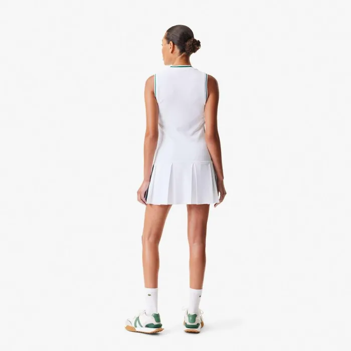 Dresses Women Lacoste Women039s Sport Dress With Removable Piqu Shorts White Green 3b7