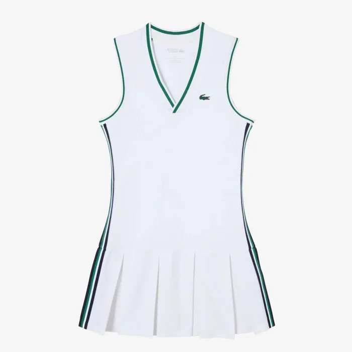 Dresses Women Lacoste Women039s Sport Dress With Removable Piqu Shorts White Green 3b7