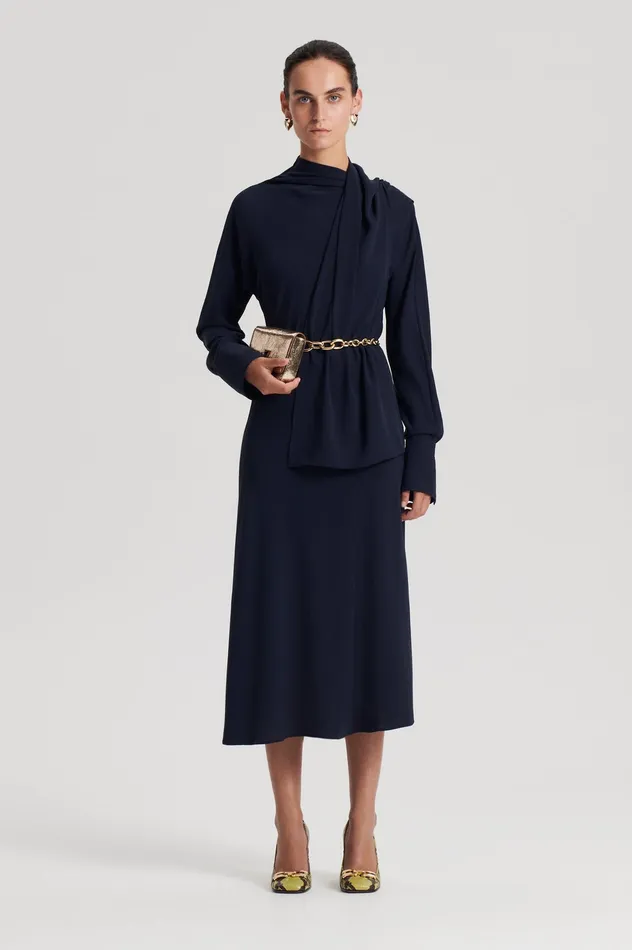 Dresses Women Scanlan Theodore CRAVAT DRESS NAVY