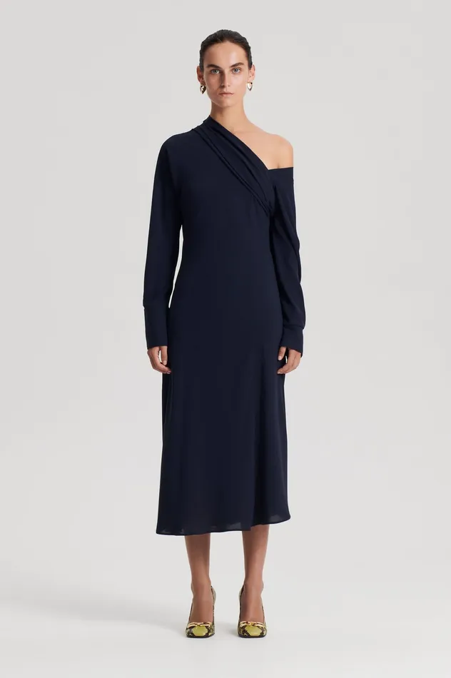 Dresses Women Scanlan Theodore CRAVAT DRESS NAVY Dresses Women Scanlan Theodore CRAVAT DRESS NAVY