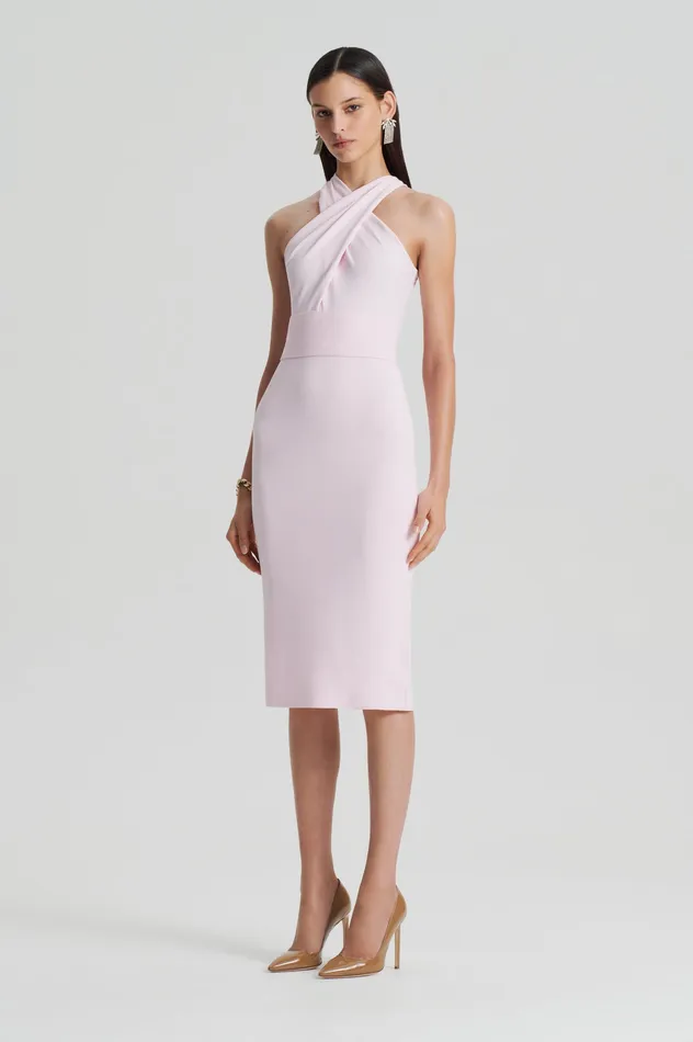 Dresses Women Scanlan Theodore CREPE KNIT WRAP NECK DRESS ANGEL Dresses Women Scanlan Theodore CREPE KNIT WRAP NECK DRESS ANGEL