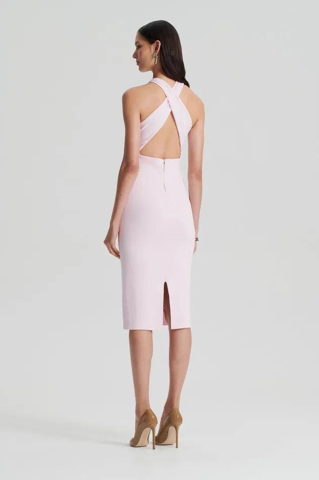 Dresses Women Scanlan Theodore CREPE KNIT WRAP NECK DRESS ANGEL Dresses Women Scanlan Theodore CREPE KNIT WRAP NECK DRESS ANGEL