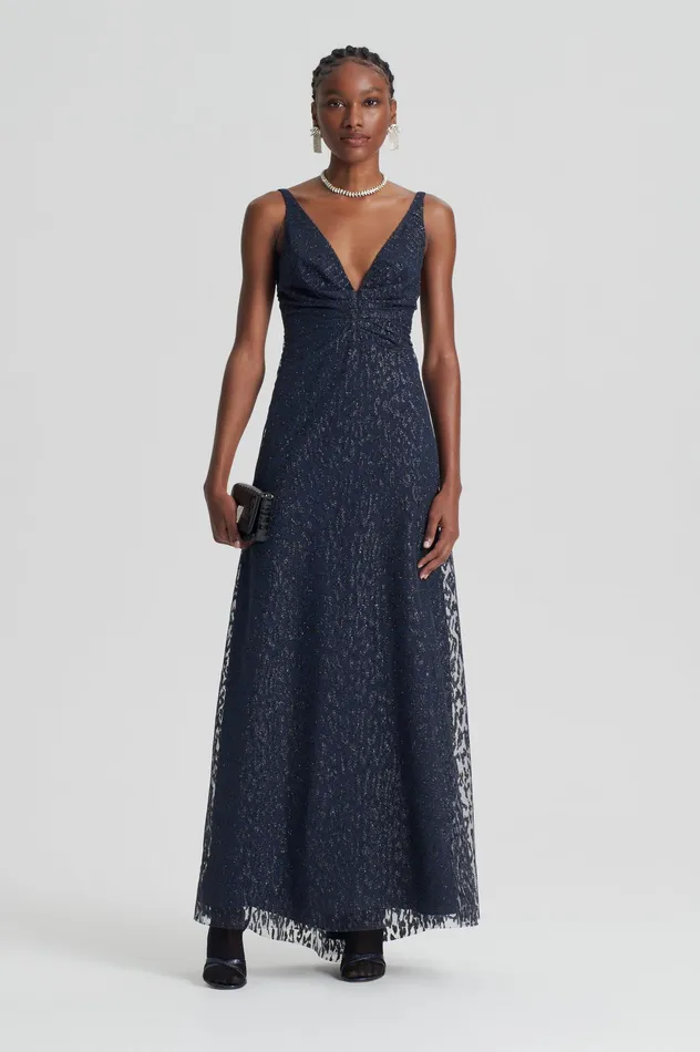 Dresses Women Scanlan Theodore TINSEL PRINT GOWN NAVY