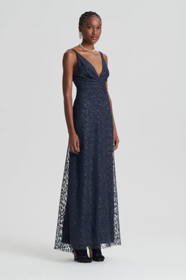 Dresses Women Scanlan Theodore TINSEL PRINT GOWN NAVY Dresses Women Scanlan Theodore TINSEL PRINT GOWN NAVY