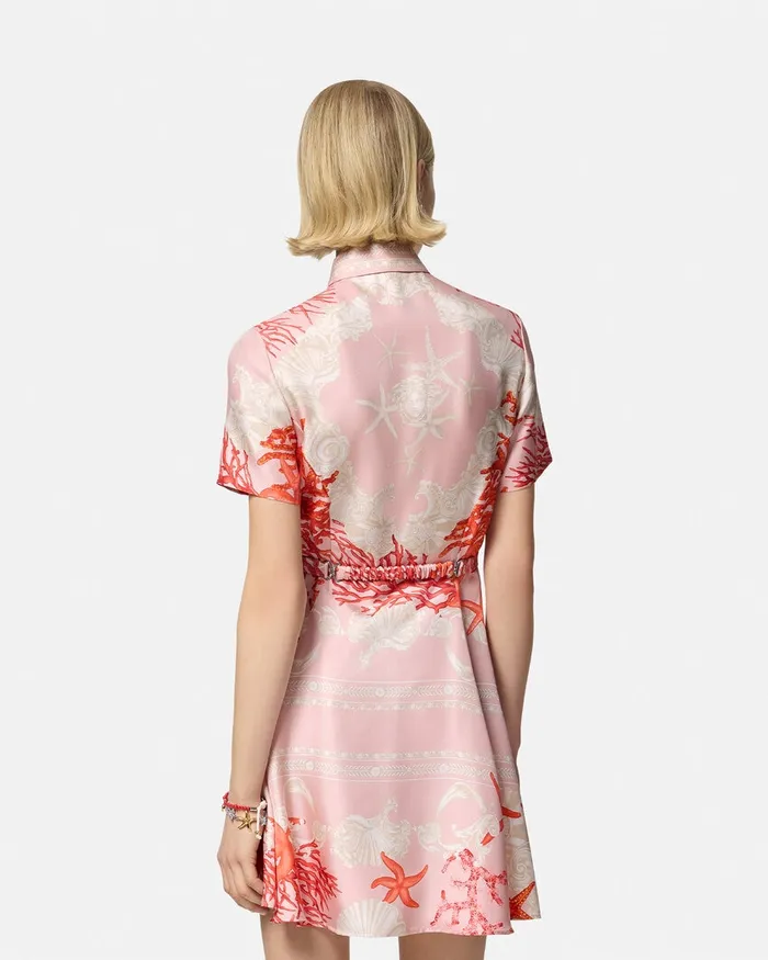Dresses Women Versace Barocco Sea Silk Shirt Dress Pinkprint