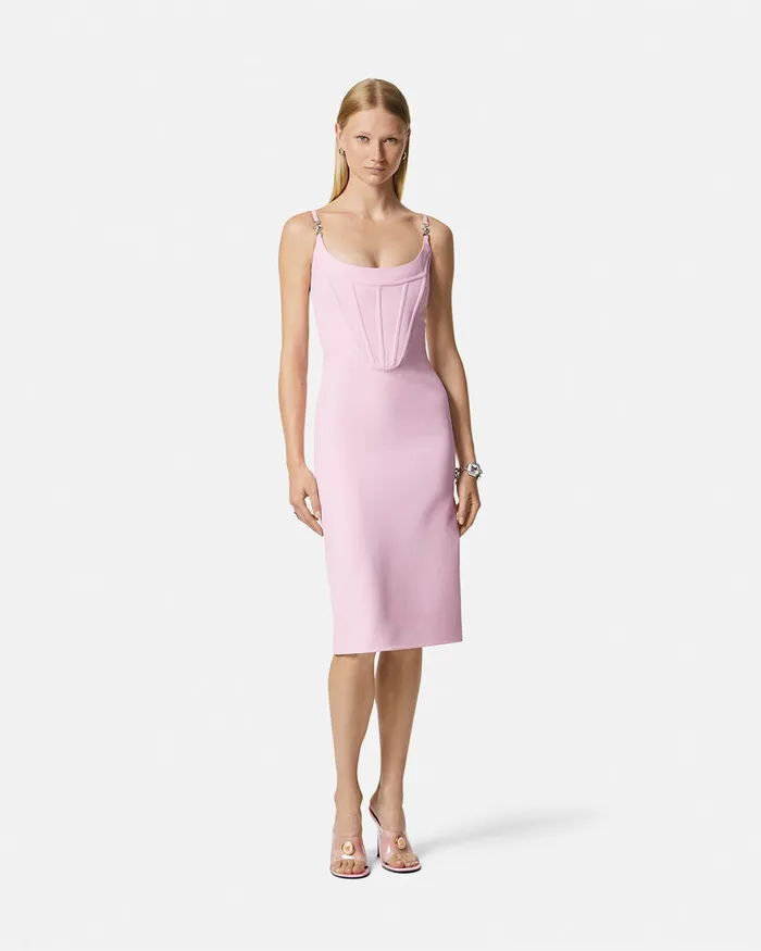 Dresses Women Versace Corset Midi Dress Light Pink