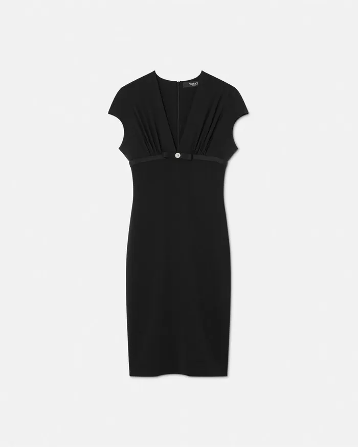 Dresses Women Versace DeepNeck Cady Fitted Midi Dress Black