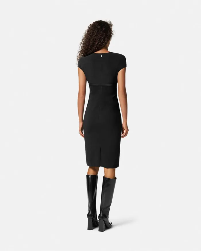 Dresses Women Versace DeepNeck Cady Fitted Midi Dress Black