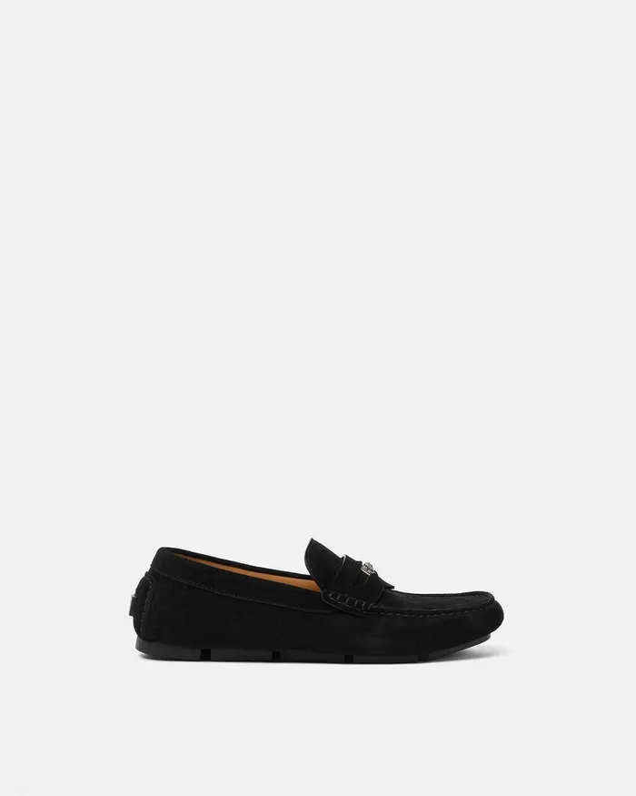 Drivers Men Versace Medusa Biggie Suede Driver Shoes Black