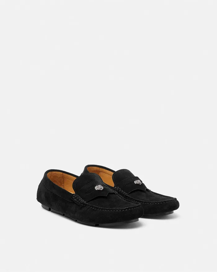 Drivers Men Versace Medusa Biggie Suede Driver Shoes Black