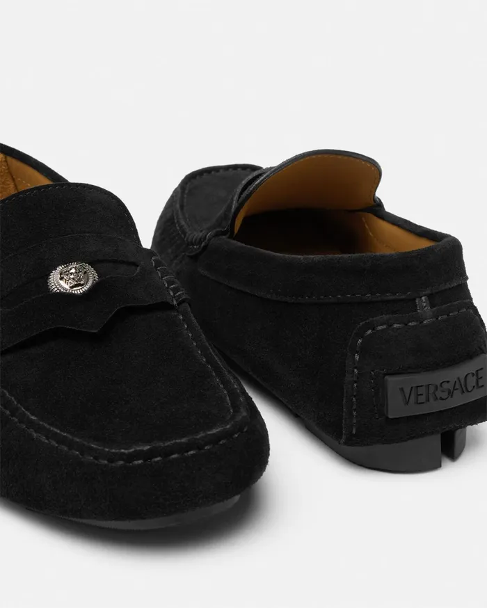 Drivers Men Versace Medusa Biggie Suede Driver Shoes Black