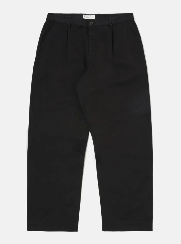Duke Pant In Black Twill Men Universal Works Trousers