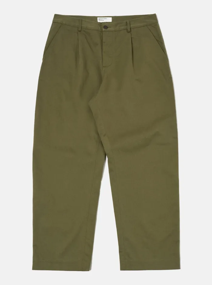 Duke Pant In Light Olive Twill Men Universal Works Trousers