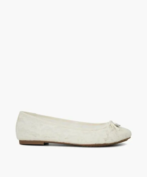 Dune London Ballet Pumps Women Heartstring Ivory Lace Wedding Ballet Pumps White Dune London Ballet Pumps Women Heartstring Ivory Lace Wedding Ballet Pumps White
