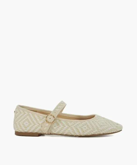 Dune London Ballet Pumps Women Holler Ecru Woven Mary Janes White